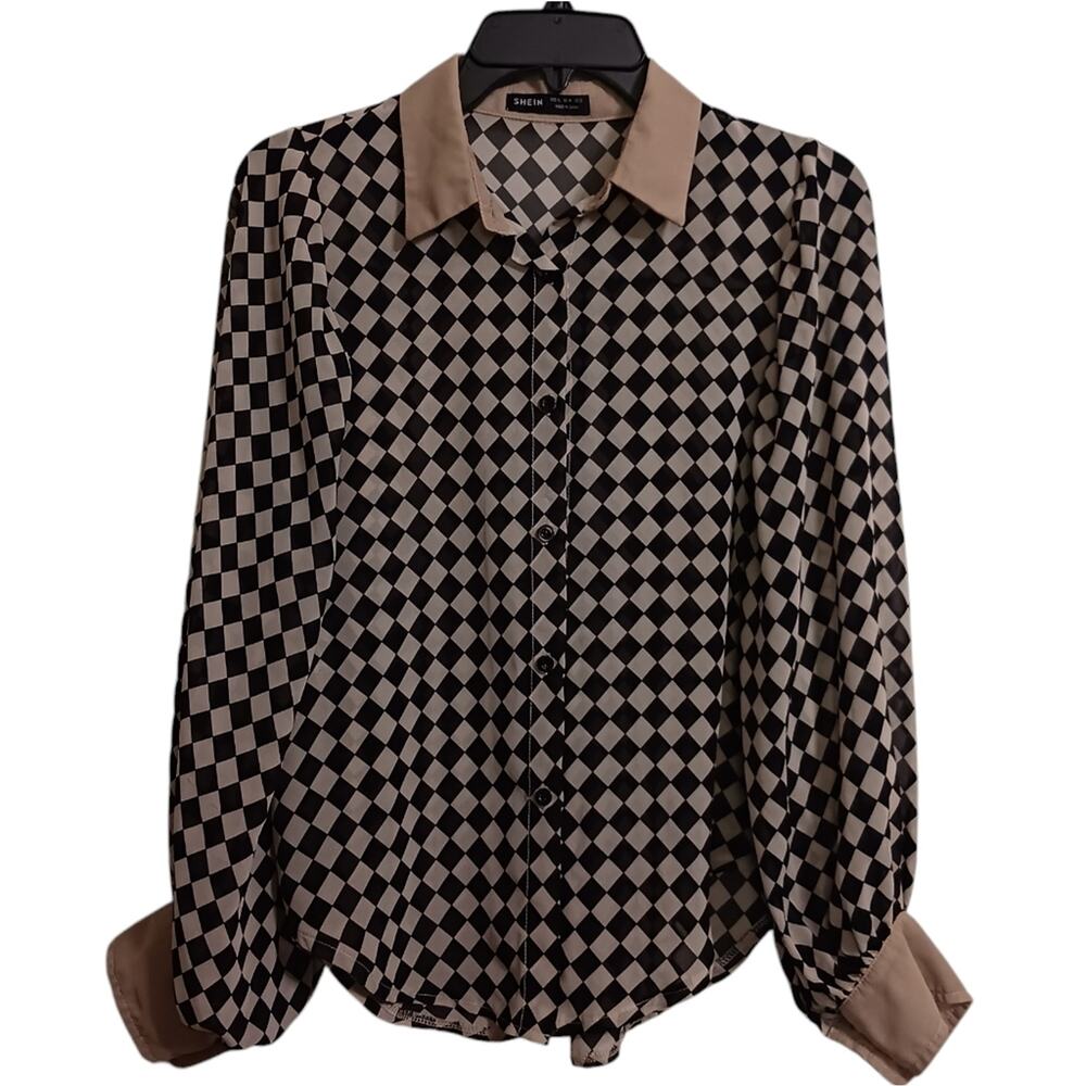 Shein Button Front Blouse Sheer Size XL/12
